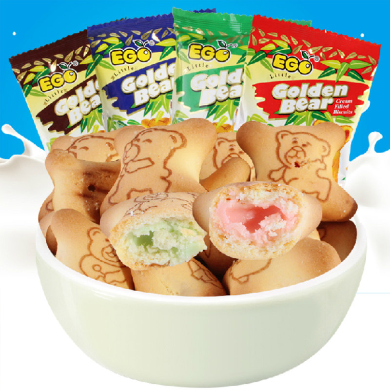 【天猫超市】进口零食品夹心饼干EGO金小熊灌心饼干10g-哈密瓜味