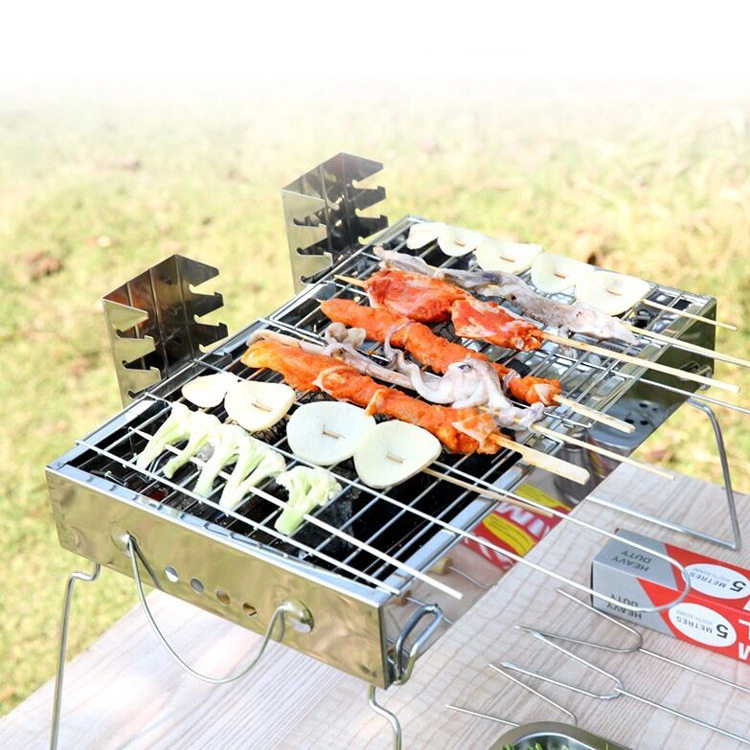 New folding stainless steel barbecue grill Outdoor portable Home Barbecue Grill 3-5 Man charcoal barbecue grill 5311