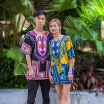 African Handdrum Performance in Thai Folk Customs Printed T-shirt Male Show Stage Adult Children Show Costumes