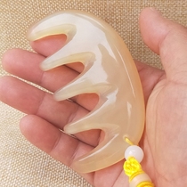 Natural White Yak Horn Massage Comb Horn Comb Head Acupressure Massage Head Massage Comb Handlebar Rope