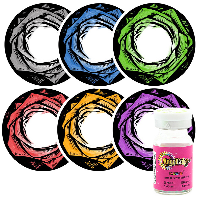 AngelColor玫瑰美瞳年抛1片灰色夸张美瞳蓝色美瞳显色带度数美瞳