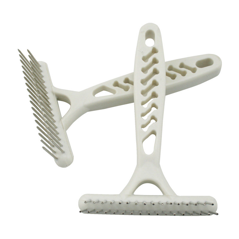 Pet White Double Rows Comb Stainless Steel Nail Harrowing Comb Dresser Comb Cosmetic Comb Hair Removing Hair Comb