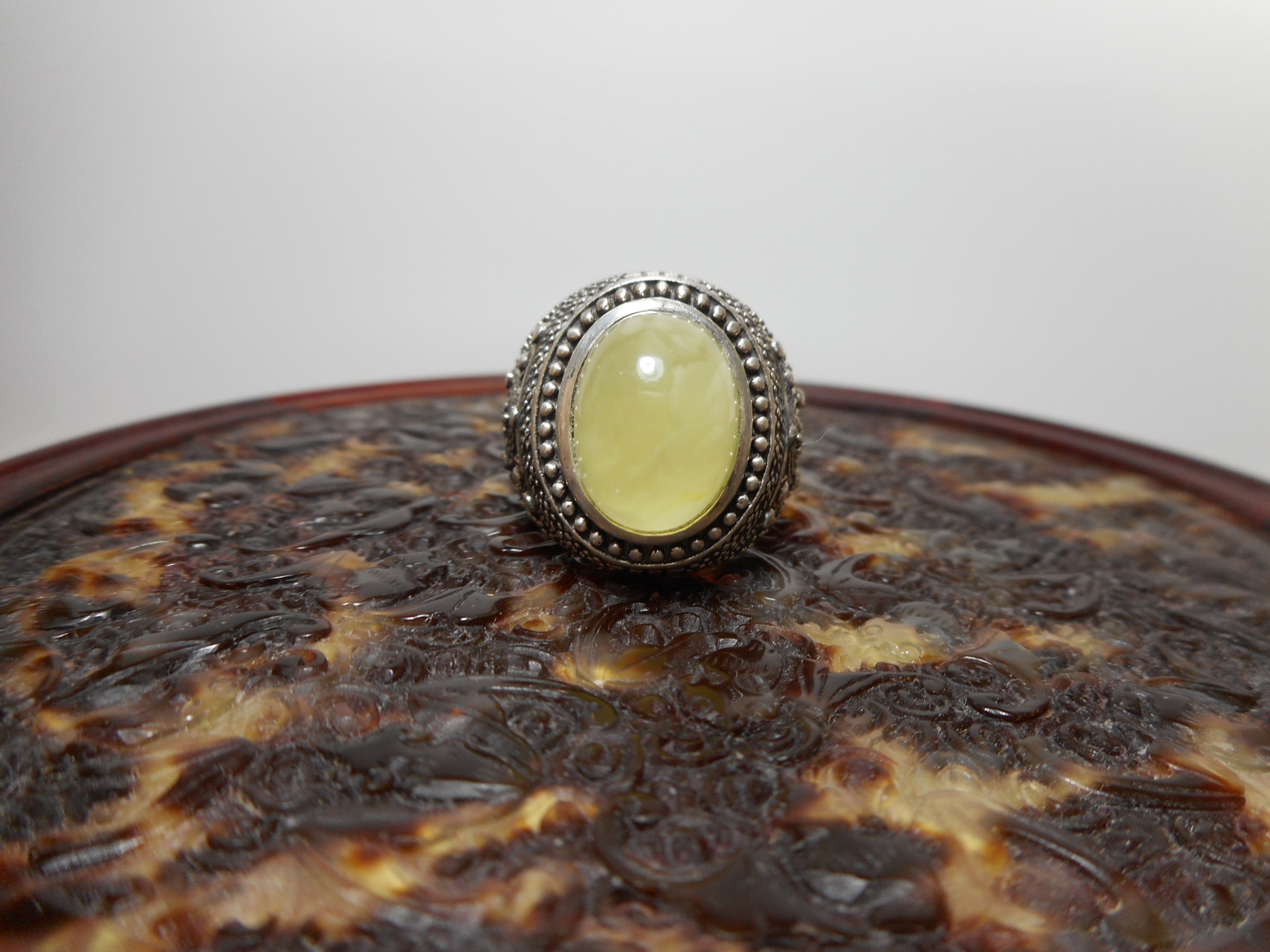 #37 Natural gold angle honey 925 silver living mouth ring male and female pass