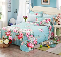 2019 mới hoa lớn hoạt động in ấn và nhuộm bông giường cotton twill mùa lanh dưới hồ xanh Khăn thân thiện với da màu xanh - Khăn trải giường bộ ga giường cute