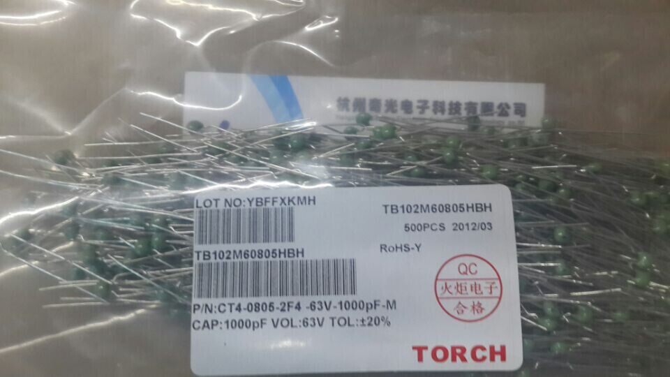 Monolith Capacitor Quanzhou Torch Pack 500 CT1000PF CT63V1000PF 5% J File