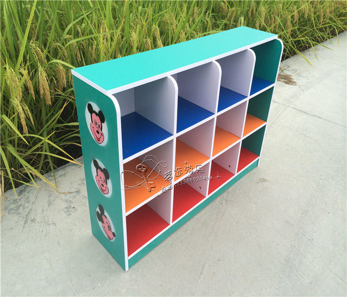 Kindergarten Schoolbag Cabinet Children's Shoe Cabinet Toy Storage Cabinet Bookcase Bookshelf Lattice Cabinet Distinguishing Cabinet