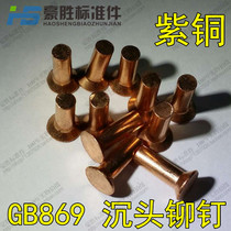 M4 5 series GB869 countersunk head copper rivet solid rivet countersunk head copper solid rivet 1kg = 500g