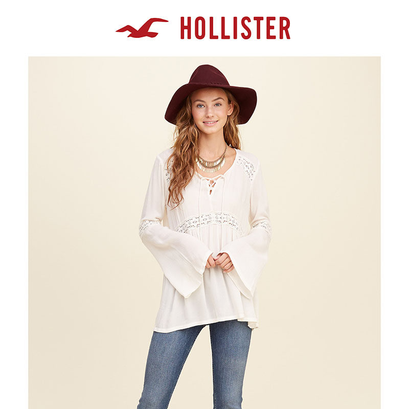 Hollister 蕾丝镶片长款上衣 女 103527