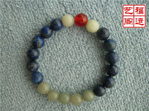 Natural raw mineral green gold stone mixed lapped natural jade round pearl DIY beautiful hand string diameter about 10mm