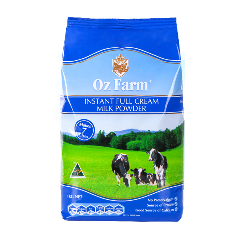 澳洲进口OZ Farm澳滋成人奶粉速溶全脂奶粉儿童学生成人家庭装1kg