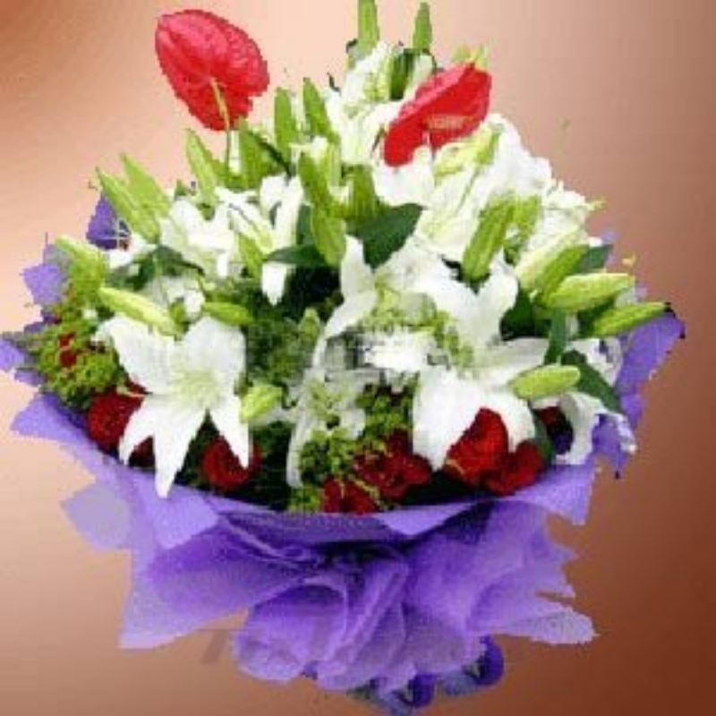 教师节红玫瑰百合集宁情人节预定生日同城鲜花速递乌兰察布涉县
