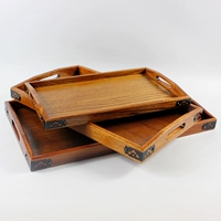 Đĩa gỗ mới khay bánh mì hình chữ nhật zakka kiểu Nhật Bản tròn tấm retro đĩa phẳng sáng tạo - Tấm khay trà gỗ đẹp