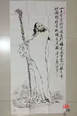 Copy Fan Zeng celebrity calligraphy and painting pure hand-painted four-foot boutique freehand brushwork all four empty characters Chinese painting all handmade unmounted
