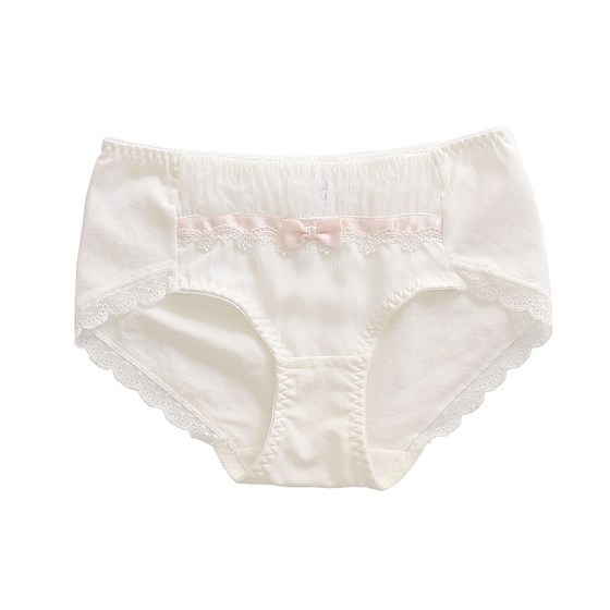 日系褶皱蕾丝雪纺纱甜美蝴蝶结少女中腰内裤女士纯棉短款包臀无痕