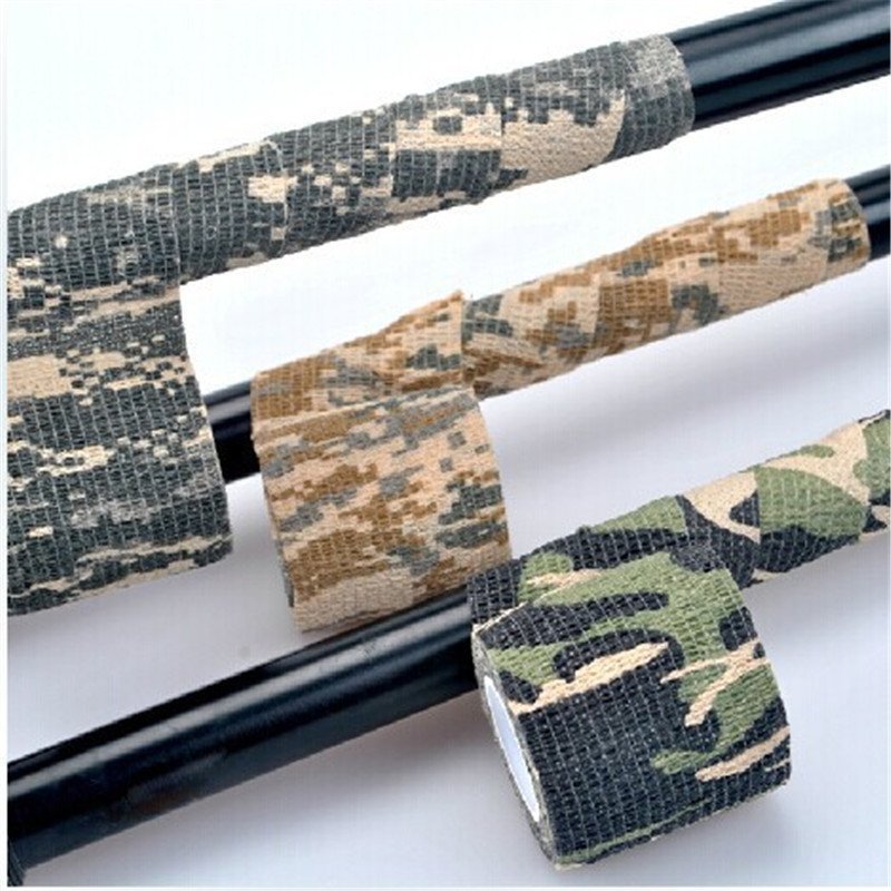 Self-adhesive 4 5 meters non-woven camouflage tape elastic band, outdoor camouflage tape, fishing rod winding band