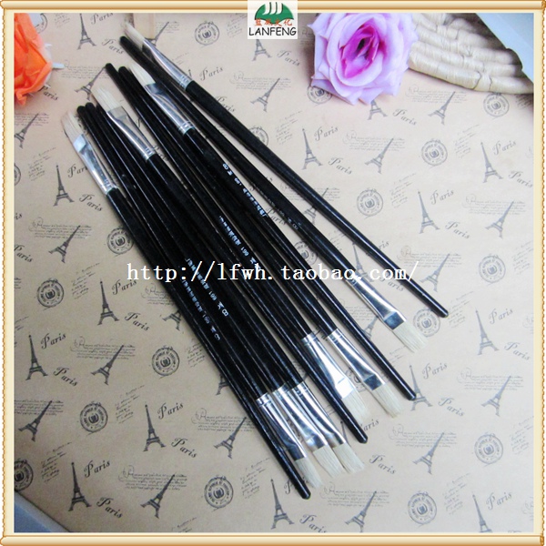 No 8 OIL PAINTING PEN Chengzhen 661 BLACK ROD BRISTLE ABOUT 1 3CM WIDE NIB 10 PCS