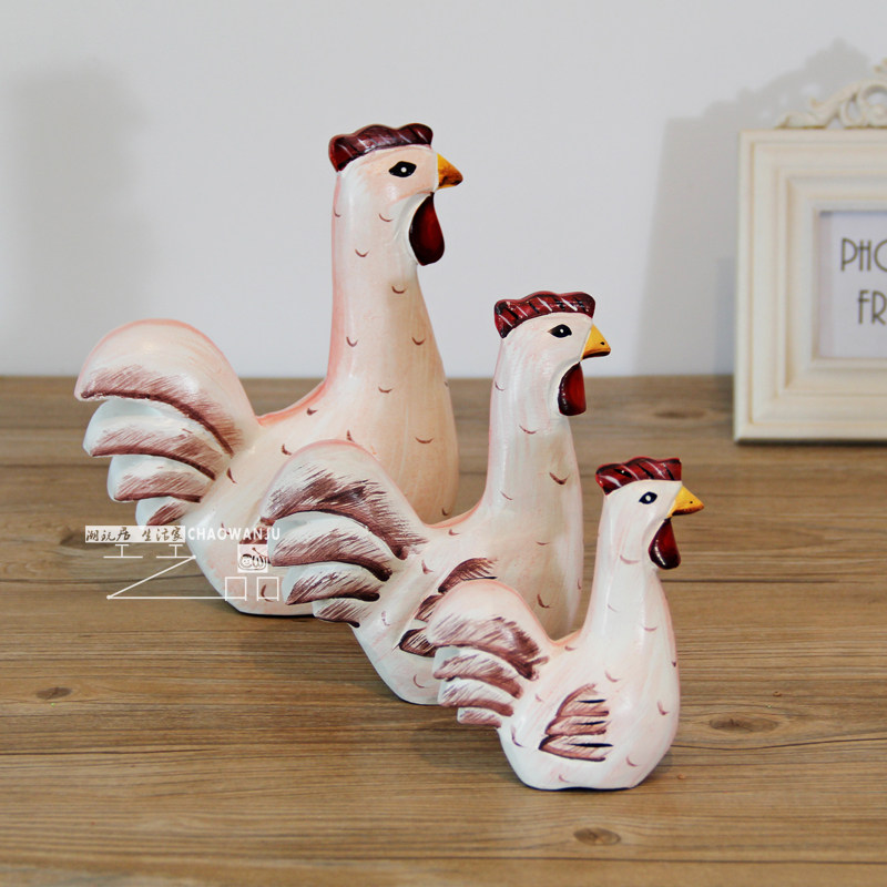 Solid Wood Small Chicken Pendulum Pieces Nordic Style Fields Garden Wooded Wood Carvings Furnishing Solid Wood Creative Individuality Home Decoration Products