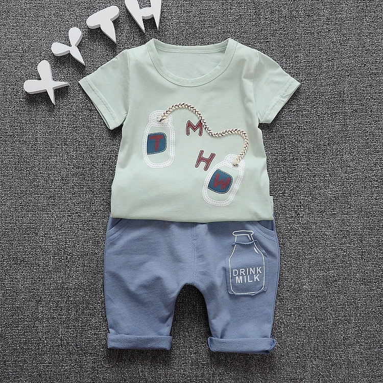 Tide Boy Summer Suit Boy Two Sets Baby Boy Clothing Baby Short Sleeve Summer Clothing 1-2-3-4-5-year-old clothes