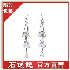 Серьги 石头记正品新款天然白水晶纯银耳环耳坠耳饰女饰品时尚礼品