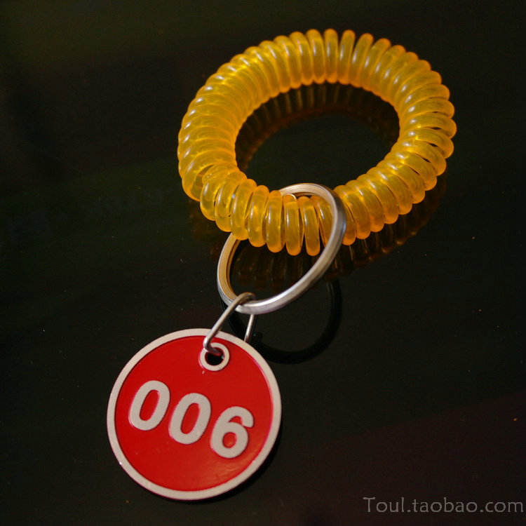 Hand ring spring digital hand card key card storage card swimming fitness sauna bath plastic retractable rope number plate