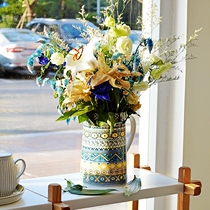 Erandil Mexican exotic ceramic flower jar jug Tenochka geometric figure flower vase