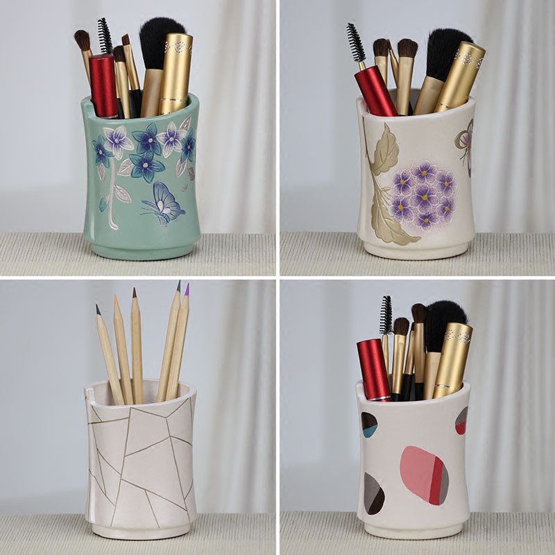 Brush pot creative contracted and I and fashionable lovely multi - functional stationery receive furnishing articles cosmetic Brush barrels of ceramic gifts