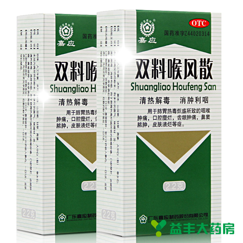 嘉应 双料喉风散 2.2g*2 清热解毒 消肿利咽口腔糜烂牙龈肿痛 2盒