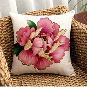Trung Quốc hoa hoa mẫu đơn gió Fukki lanh hộ gia đình vuông đệm sofa gối xe thắt lưng vải gối - Trở lại đệm / Bolsters
