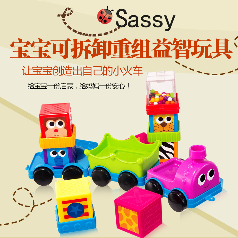 美国直邮Sassy儿童时髦可爱宝宝可拆卸重组益智玩具 12个月