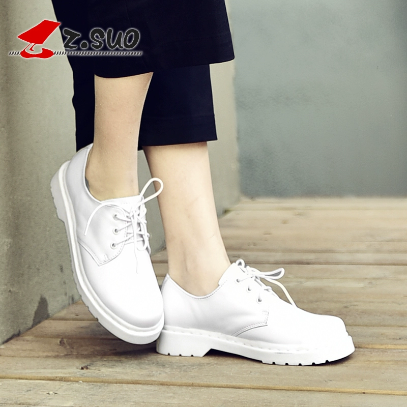 Đi bộ dây giày của phụ nữ giày trắng phụ nữ mới mùa xuân giày giản dị giày đơn giày thấp đầu giày Martin giày da những người yêu thích xu hướng của phụ nữ - Giày cắt thấp