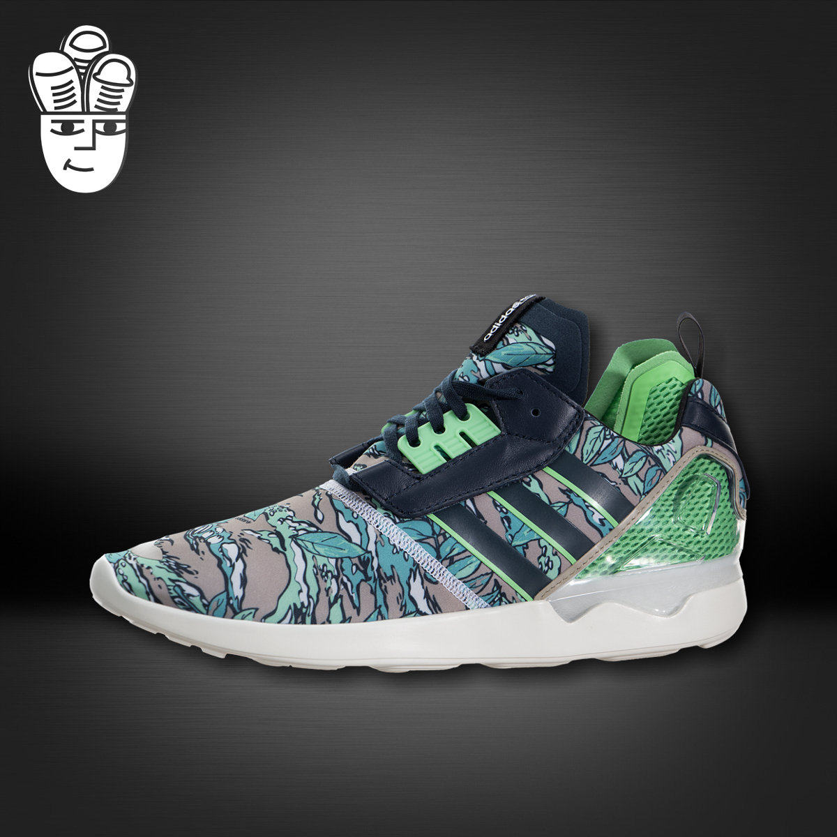 Adidas ZX 8000 Boost 阿迪达斯男鞋 专业跑步鞋 绿色花卉休闲鞋