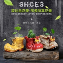 American country creative cartoon shoes pen holder ornaments home living room decorations decorated with hydroponic succulents flower pots