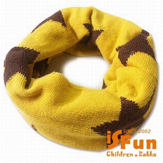 台湾官网直邮进口【iSFun】撞色五星 毛线编织脖围/黄