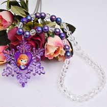 Sophia Princess Necklace Frozen Love Yarn Jewelry Handmade Beaded Crystal Snowflake Pendant Girl Jewelry