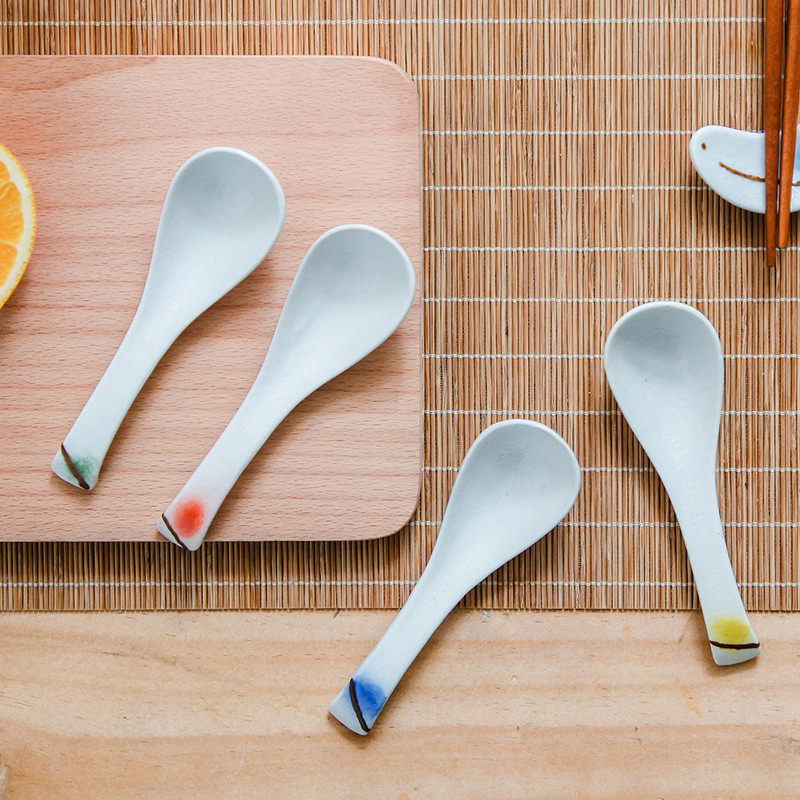 Japanese under glaze color porcelain spoon, small spoon, household spoon big spoon, long - handled spoons