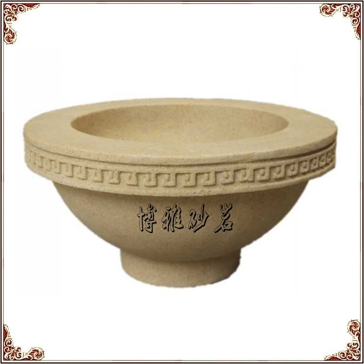 Sandstone sculpture back pattern flower pot landscape flower bowl European background wall relief garden landscape fountain sandstone Roman column