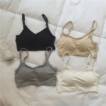 muzi autumn fixed chest pad bra tetetetshu suit skin-friendly Joker solid color half-halter vest