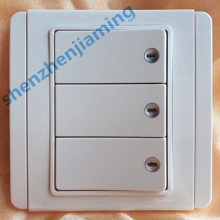 Schneider/Qisheng E3000 Metropolitan White Series Three-Gang Single-Control Switch with Led Indicator Light