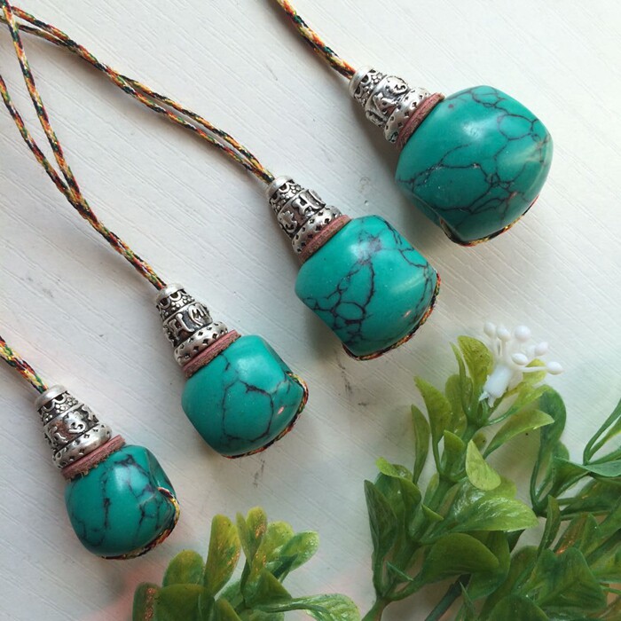 Synthetic optimized turquoise tee Brass silver plated pagoda DIY jewelry accessories