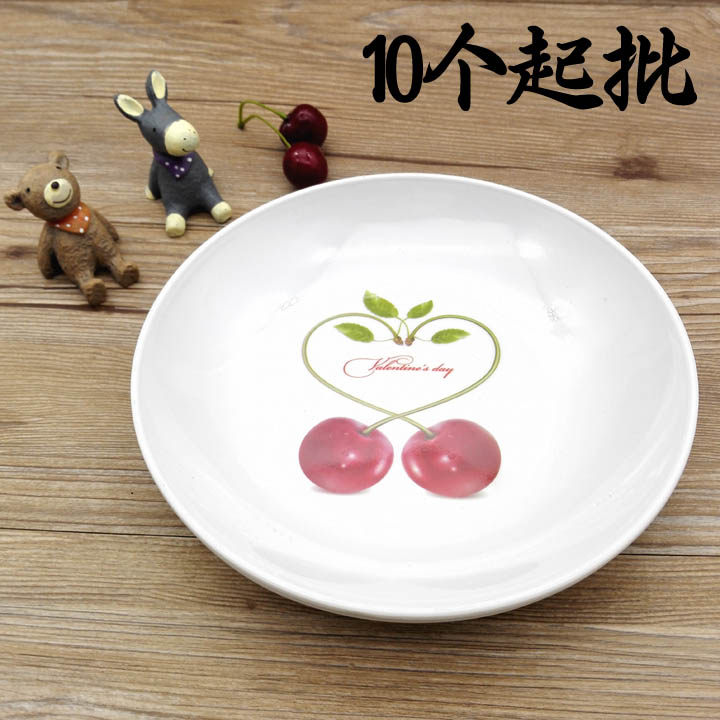 D2142 8-inch round imitation porcelain plate 10 red amine dish plate bone plate plastic disc plate plate dish