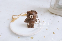 One drawer original handmade cute wood carving ugly cute bear key ring pendant birthday gift