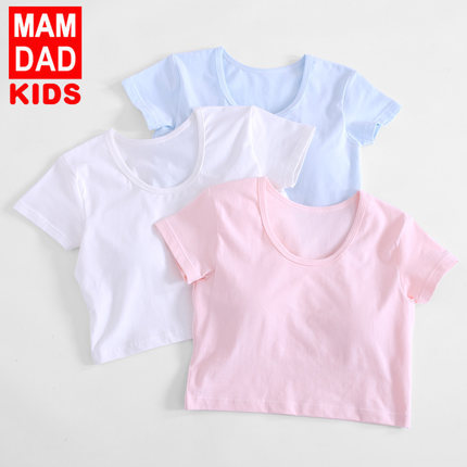 Mom and dad pro-girl big boy short sleeve pure cotton bra Summer students underwear adolescence children T-shirt waistcoat bra