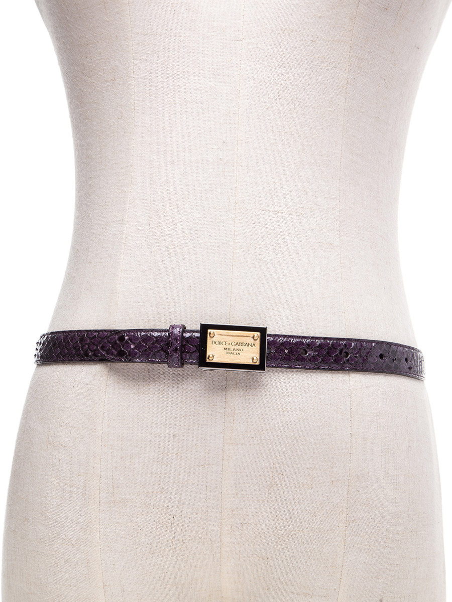 Dolce&Gabbana 紫色动物纹扳扣式腰带