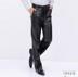 Mùa thu và mùa đông trung niên siêu da quần da nam giặt cộng với nhung dày thẳng thẳng Đầu máy xe lửa ấm áp cha xe máy quần nam đẹp Quần da