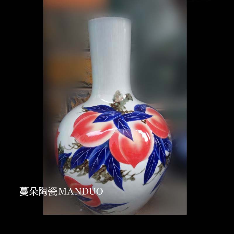 Jingdezhen hand - made xiantao carving celestial birthday ceramic vase xiantao celestial art porcelain vase