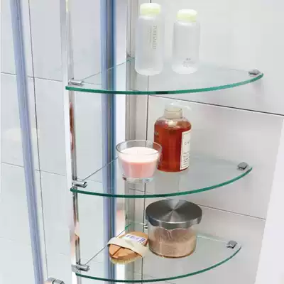 Shower room tempered glass storage shelf Bathroom corner tripod Embedded wall-mounted toiletries storage shelf