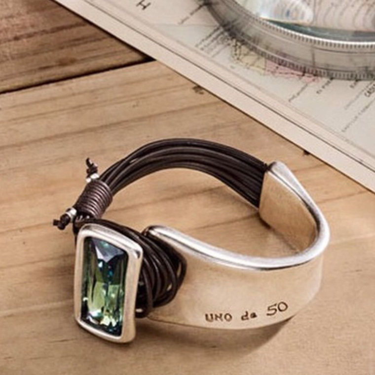 European ins net red personality handmade tide brand UNO DE 50 fashion stitching square color crystal bracelet for women