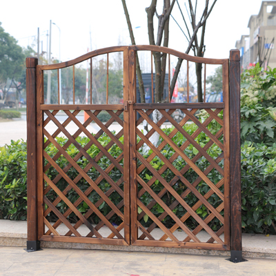 Carbonized wood fence fence gate outdoor courtyard fence with door wooden gate grille gate climbing pergola garden gate
