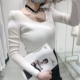 Xuân 2018 mới cổ bồng cao cổ tròn ballerina gợi cảm áo dài tay thân thiện với da
