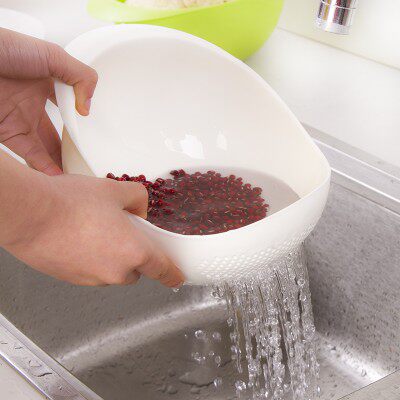 Home kitchen Taobao basket rice screen thick plastic asphalt wash basket fruit basket vegetables filter basket cleaning basket